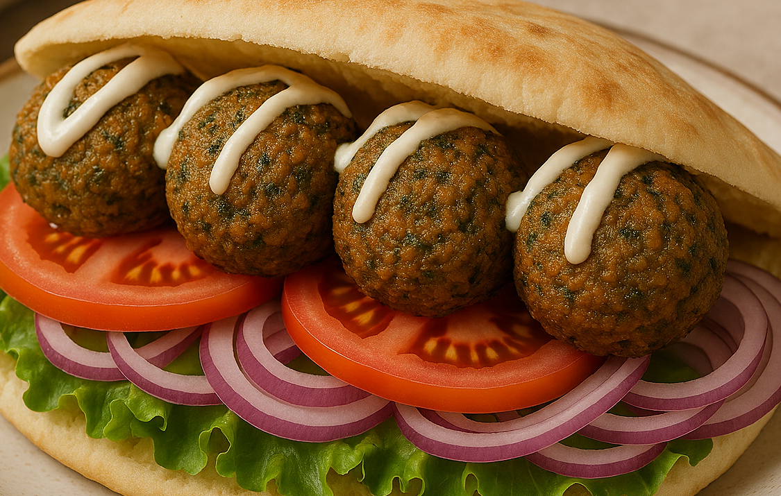 FALAFEL SANDWICH IN SAJ BREAD